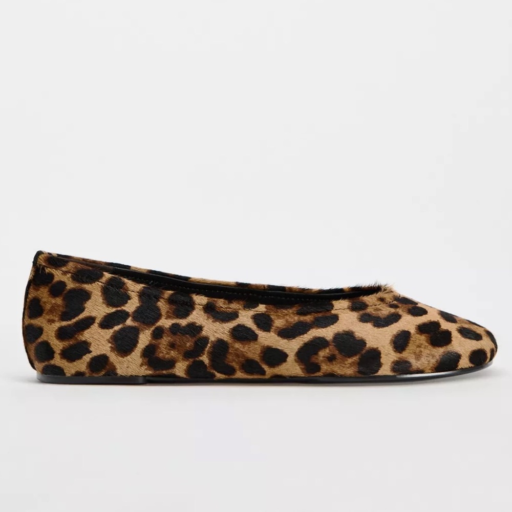 ANIMAL PRINT LEATHER BALLET FLATS - LEOPARD CHEETAH SHOES - 100% GENUINE LEATHER - Picture 2 of 6